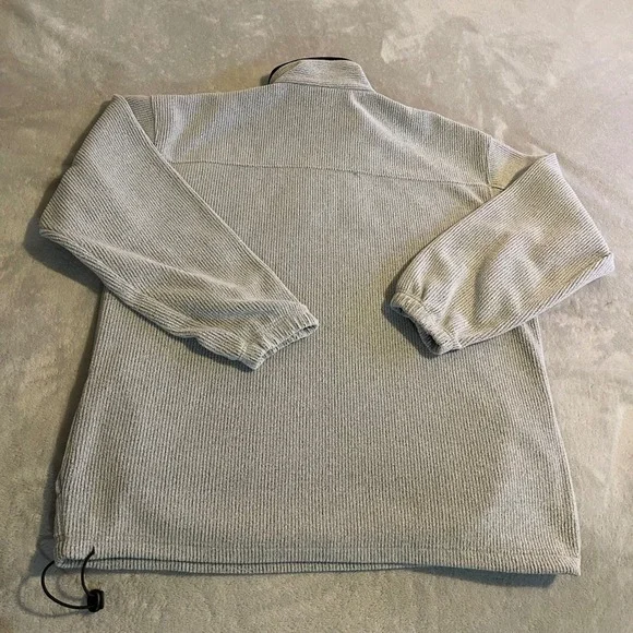 Vintage Rag Wear 90s Mens Large Grey Ribbed Fleece Quarter Zip Pullover Sweater - Picture 2 of 9